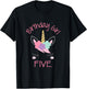 5th Birthday Unicorn Outfit, 5th Birthday Girl Shirt T-Shirt - T-Shirt | Black