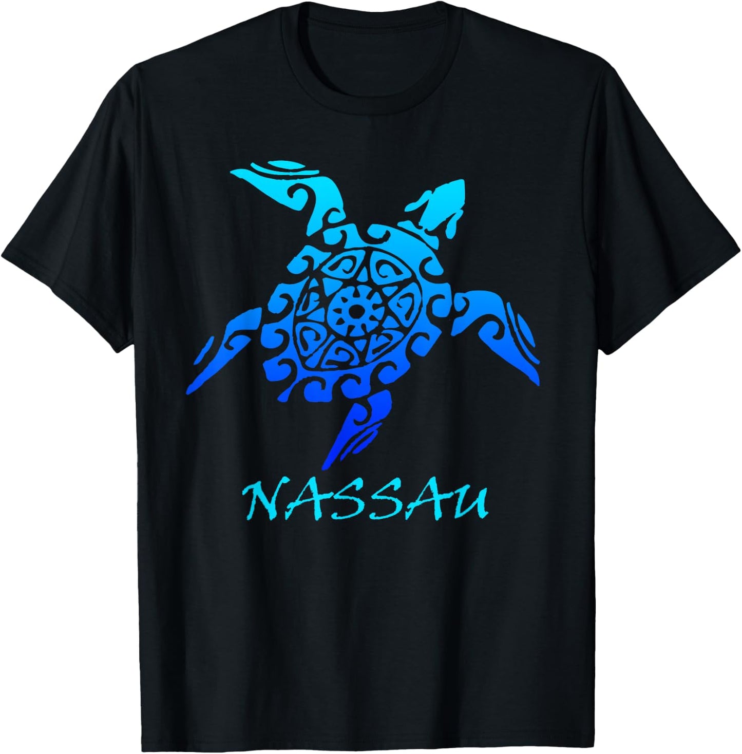 Nassau Bahamas Vintage Retro Tribal Sea Turtle Vacation T-Shirt - T-Shirt | Black