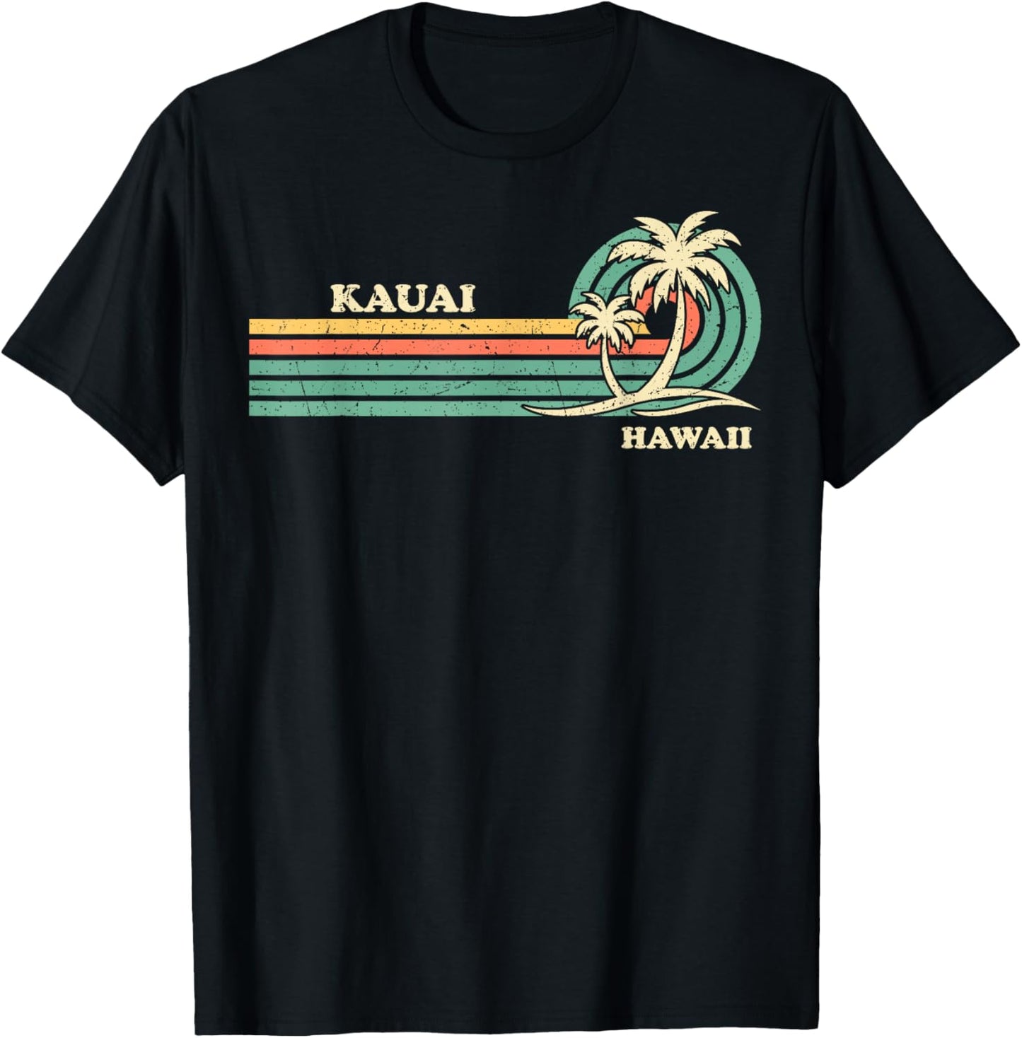 Funny Vintage Retro Summer Vacation Hawaii Kauai Beach T-Shirt - T-Shirt | Black