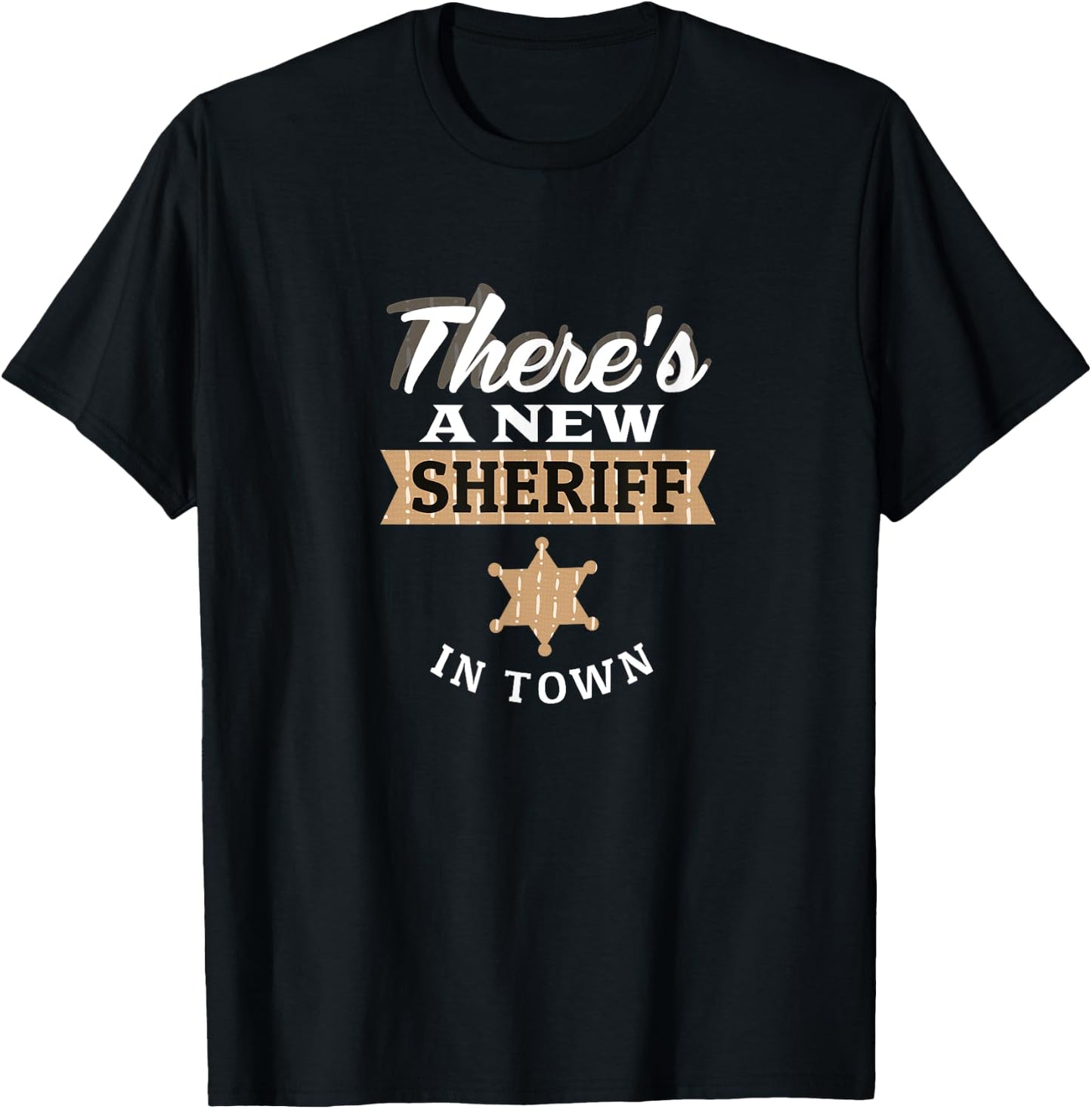 Kids New Sheriff in Town Funny Deputy Cowboy Costume T-Shirt - T-Shirt | Black