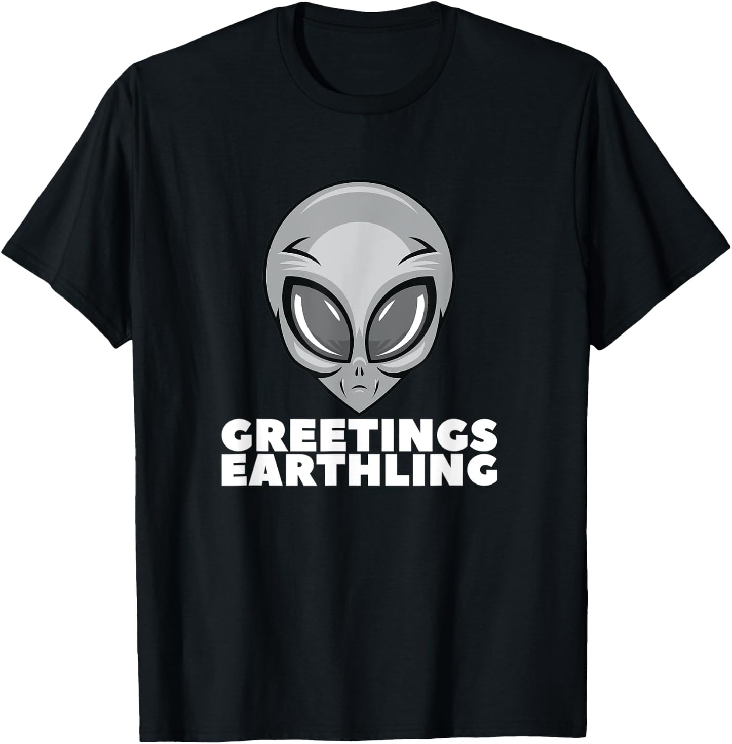 Greetings Earthling Funny Alien Women Teens T-Shirt - T-Shirt | Black