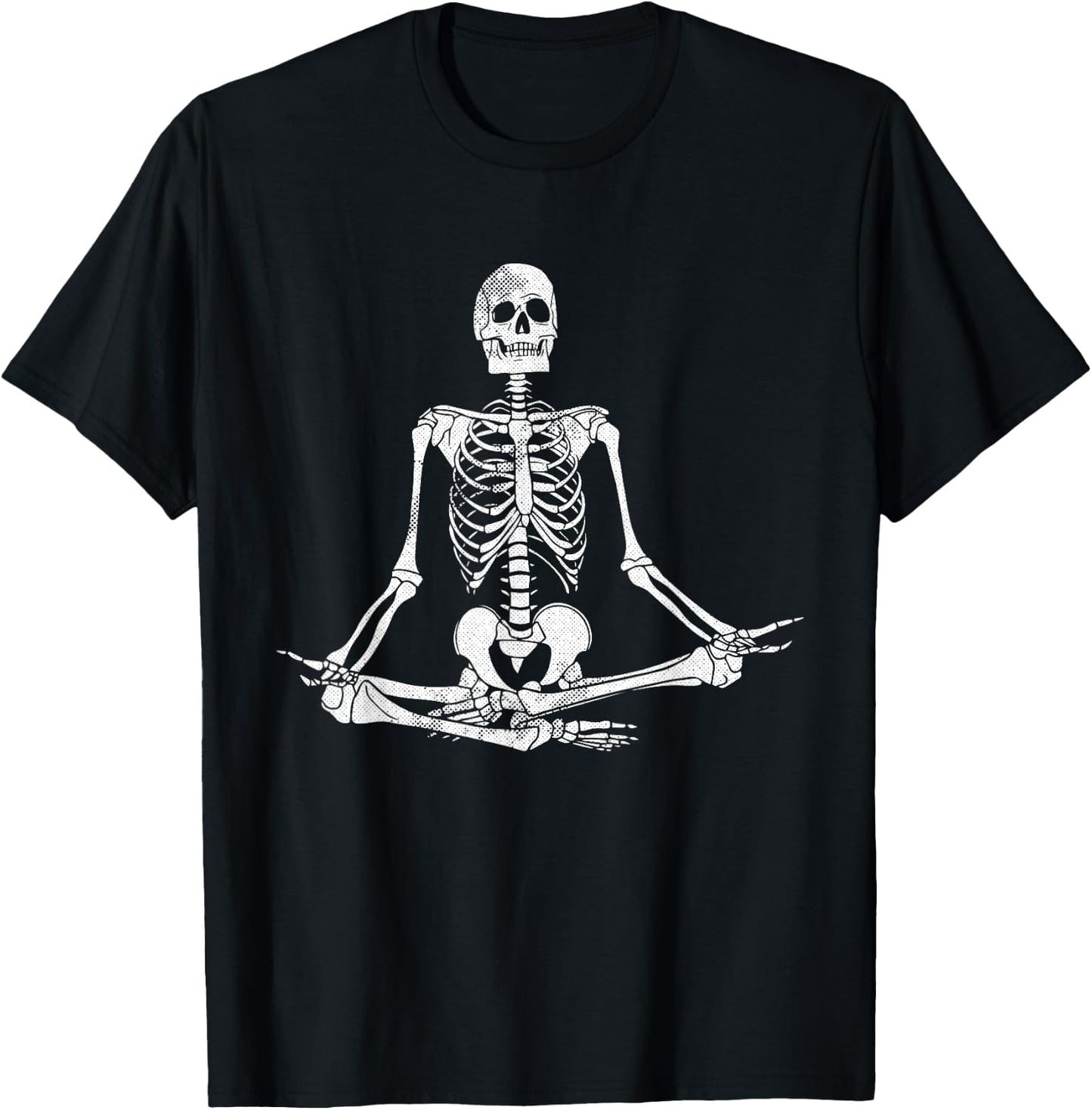 Meditating Skeleton Lazy Halloween Costume Funny Skull Yoga T-Shirt - T-Shirt | Black