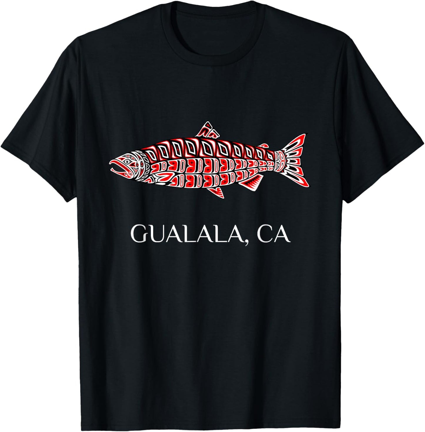 Gualala California Coho Salmon Fish Native American Indian T-Shirt - T-Shirt | Black