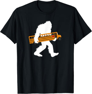 Bigfoot Carrying School Bus Sasquatch Bus Driver T-Shirt - T-Shirt | Black