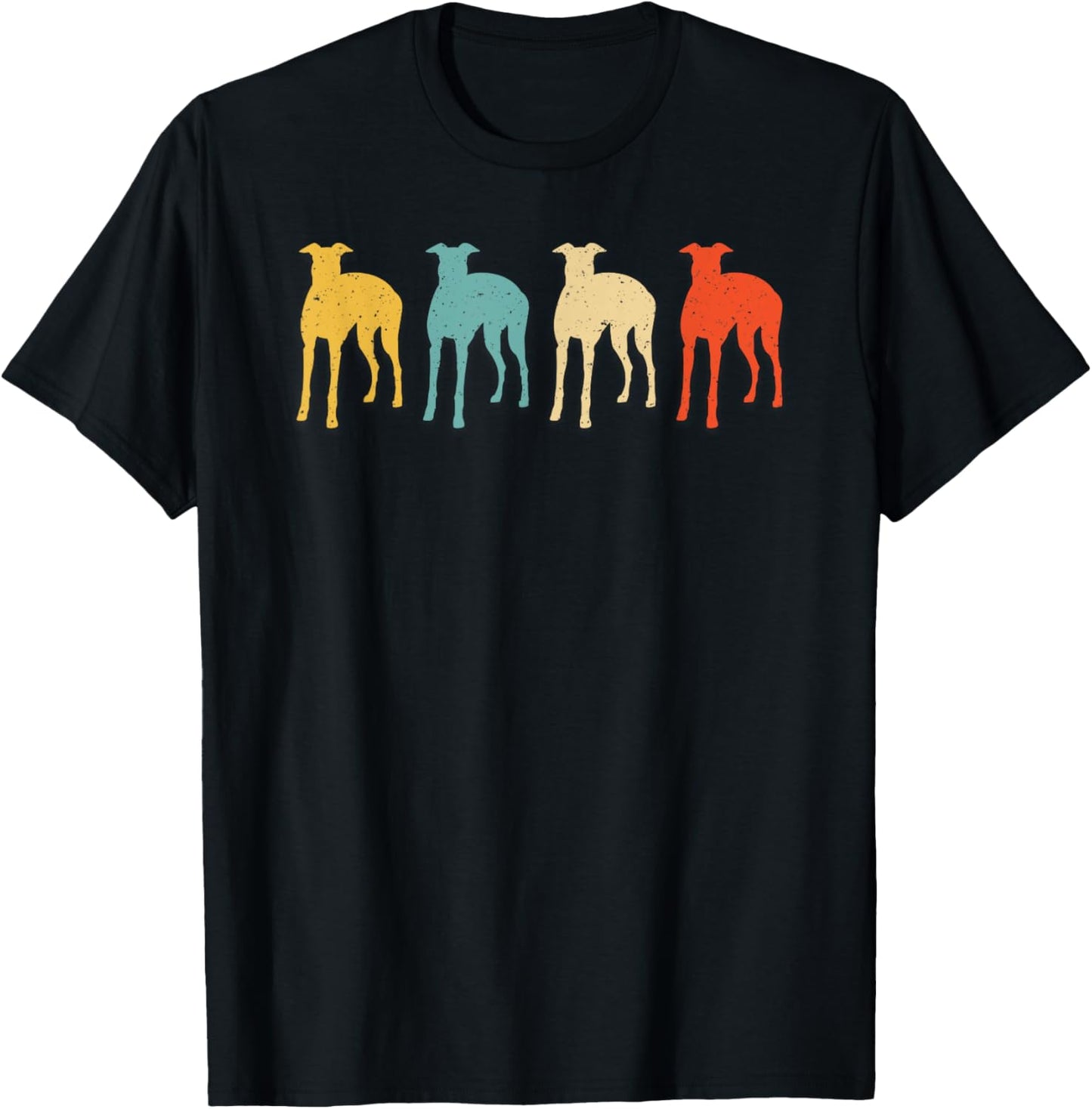 Greyhound Vintage Retro Dog Pet Racer Lover 60s 70s Gift Men Women Kids T-Shirt - T-Shirt | Black