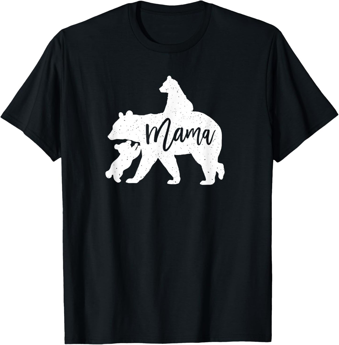 Mama Bear 2 Baby Bear Cubs Playing Riding on Back T-Shirt - T-Shirt | Black