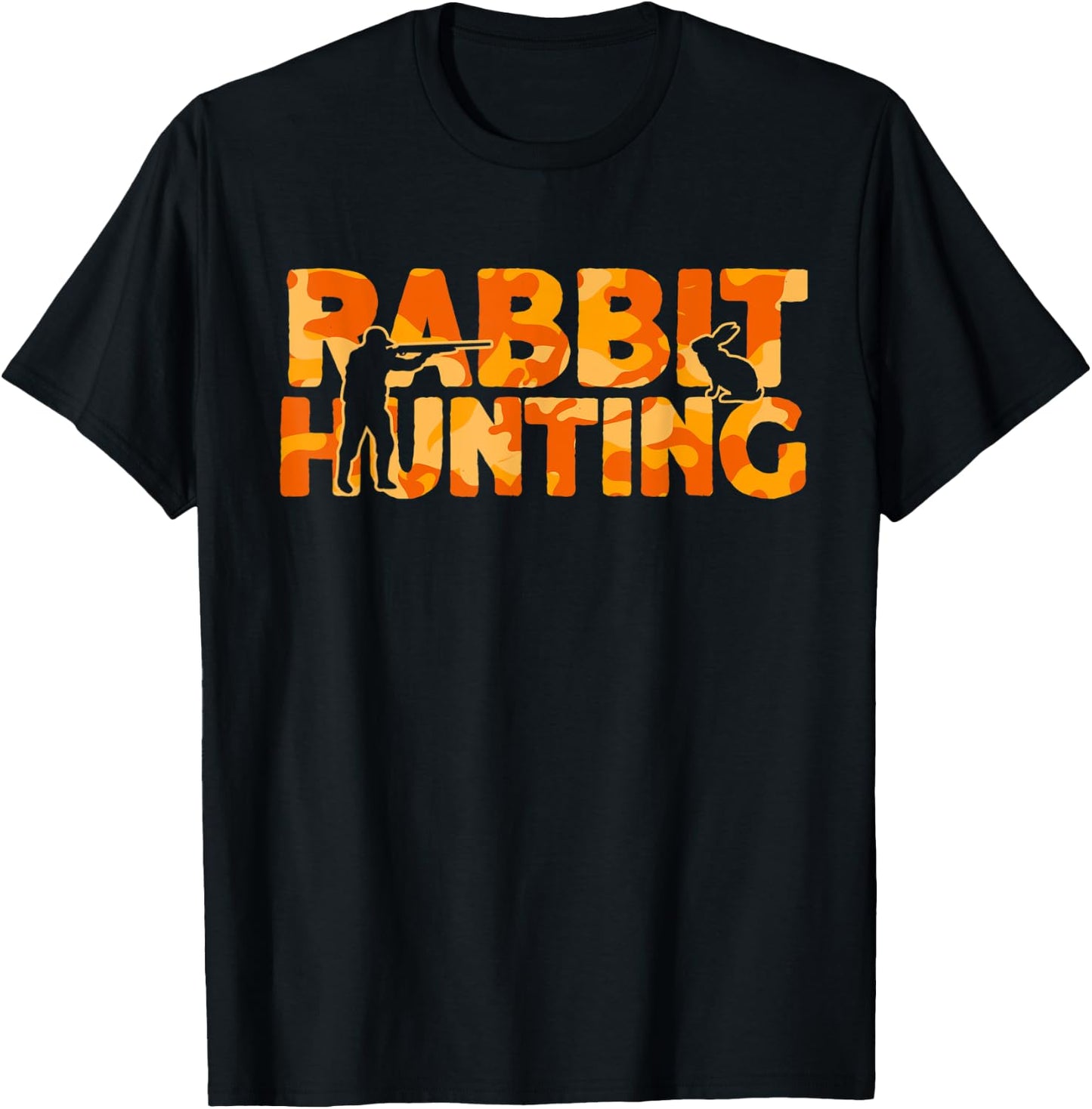 Hare Hunter Orange Camouflage Rabbit Hunting T-Shirt - T-Shirt | Black