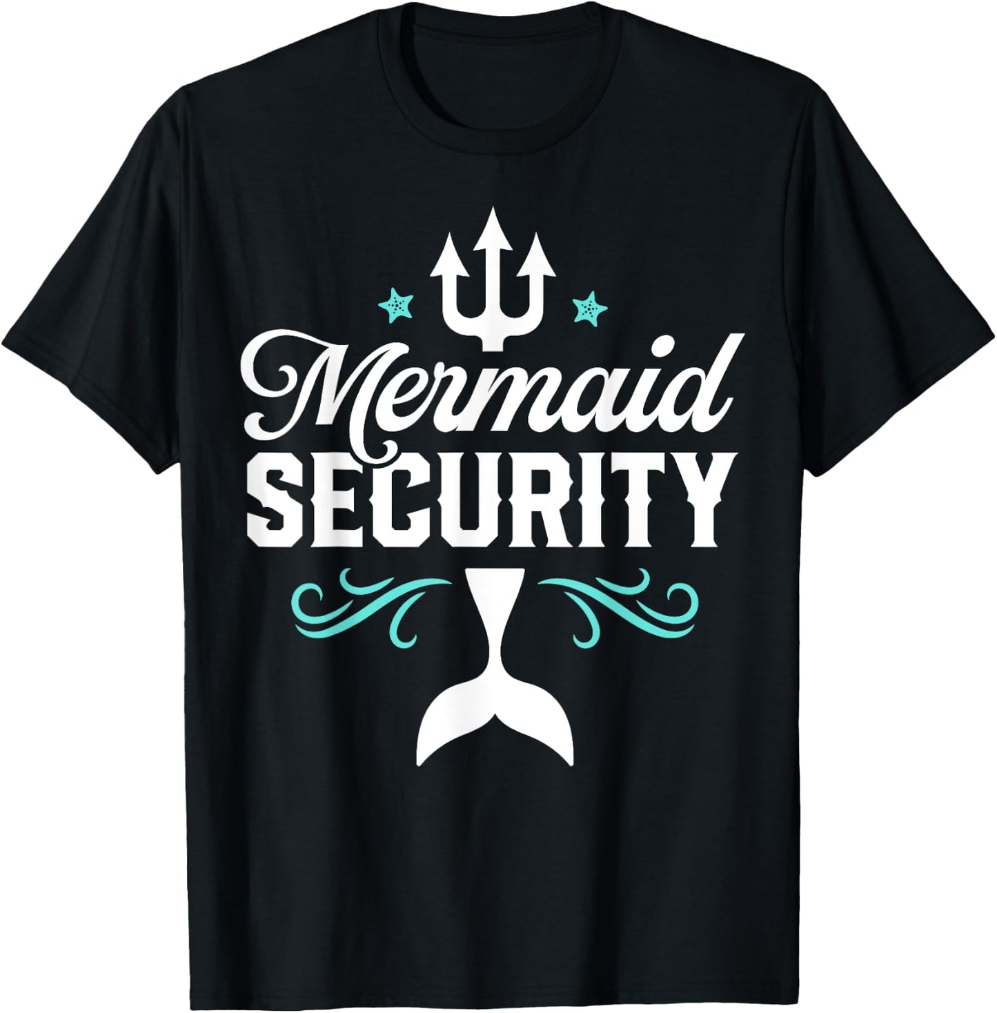 Mermaid Security Funny Merman Swimmer Swimming Birthday Gift T-Shirt - T-Shirt | Black