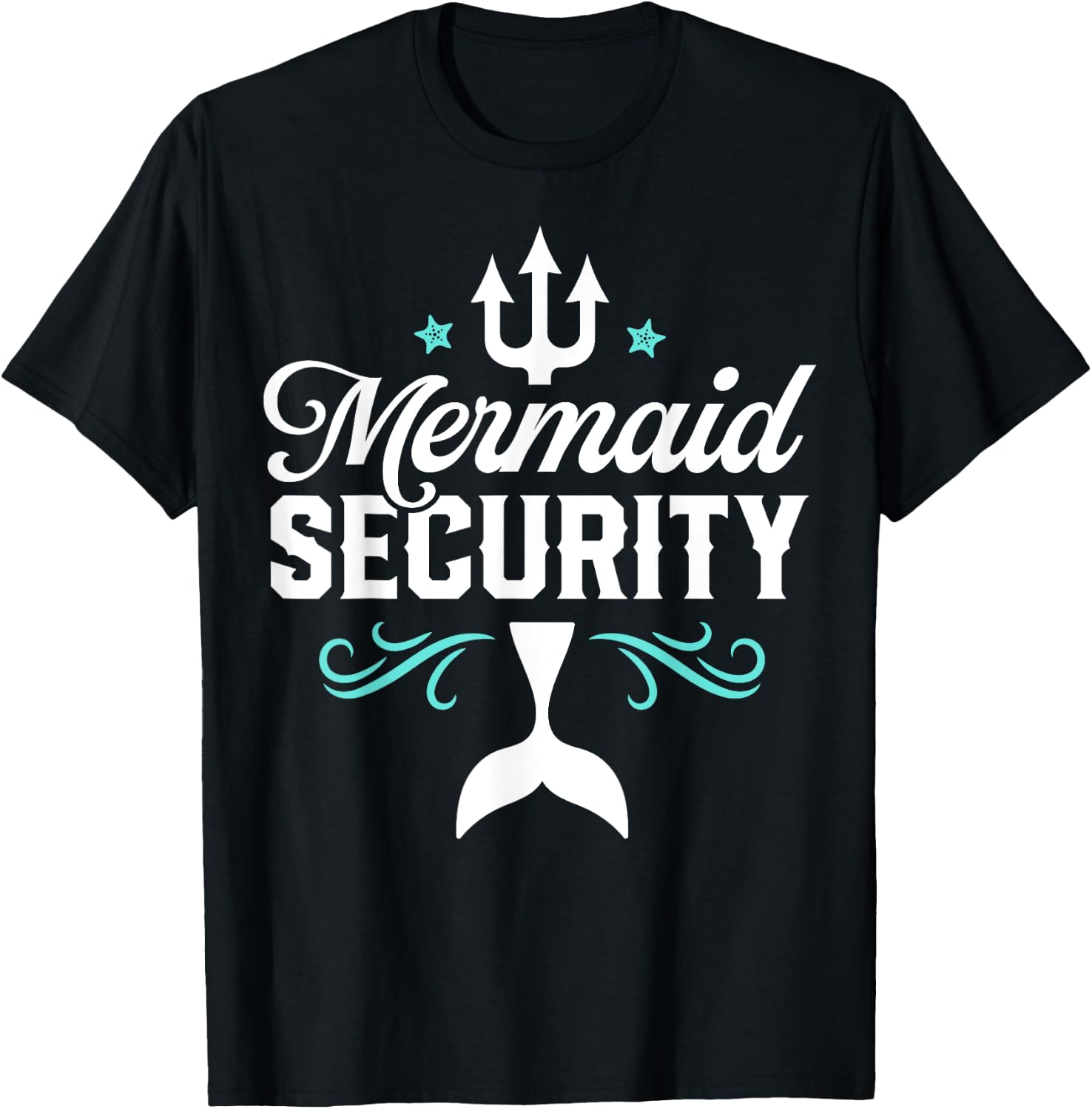 Mermaid Security Funny Merman Swimmer Swimming Birthday Gift T-Shirt - T-Shirt | Black