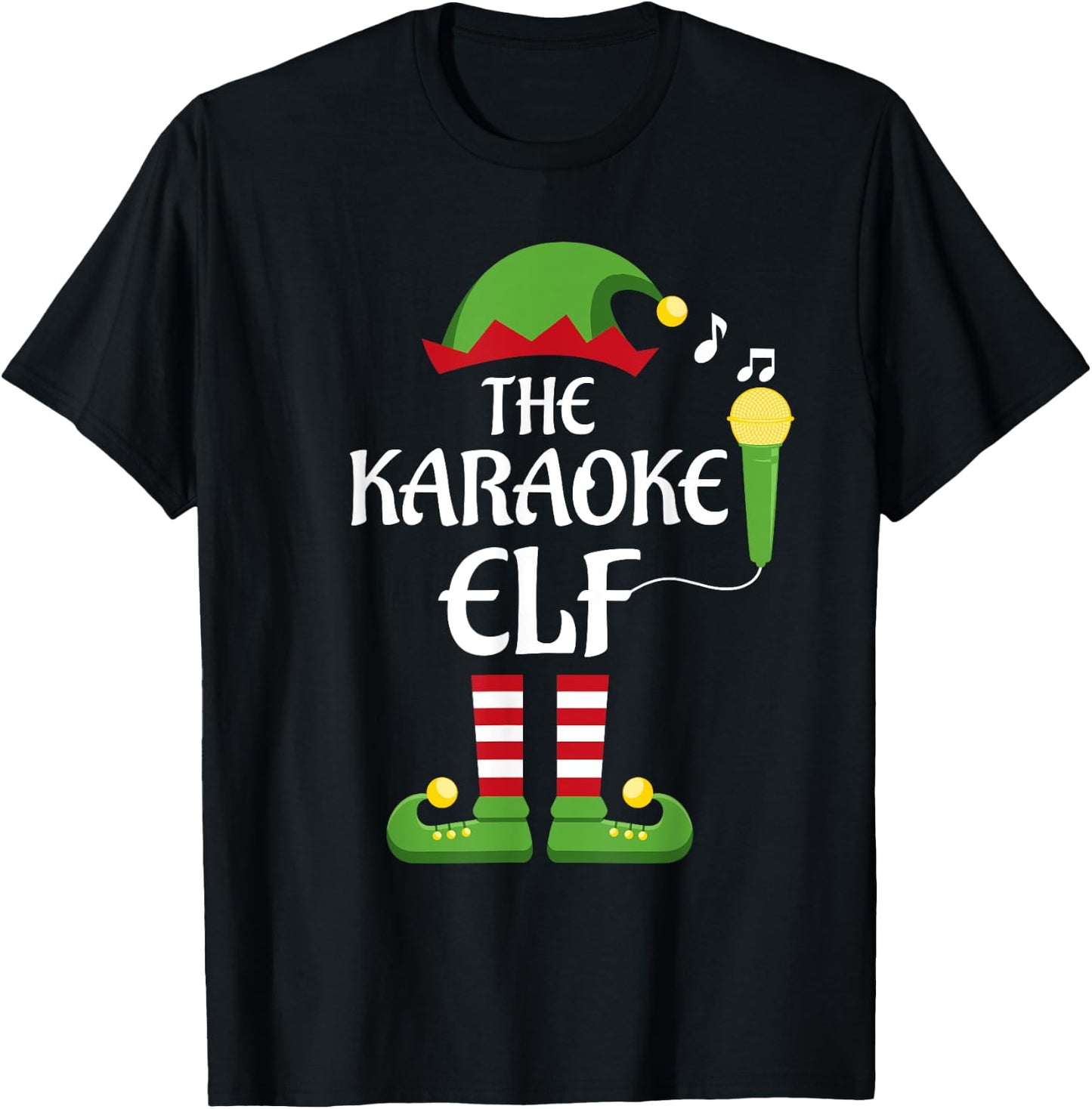 Karaoke Elf Family Matching Group Christmas Singing T-Shirt - T-Shirt | Black