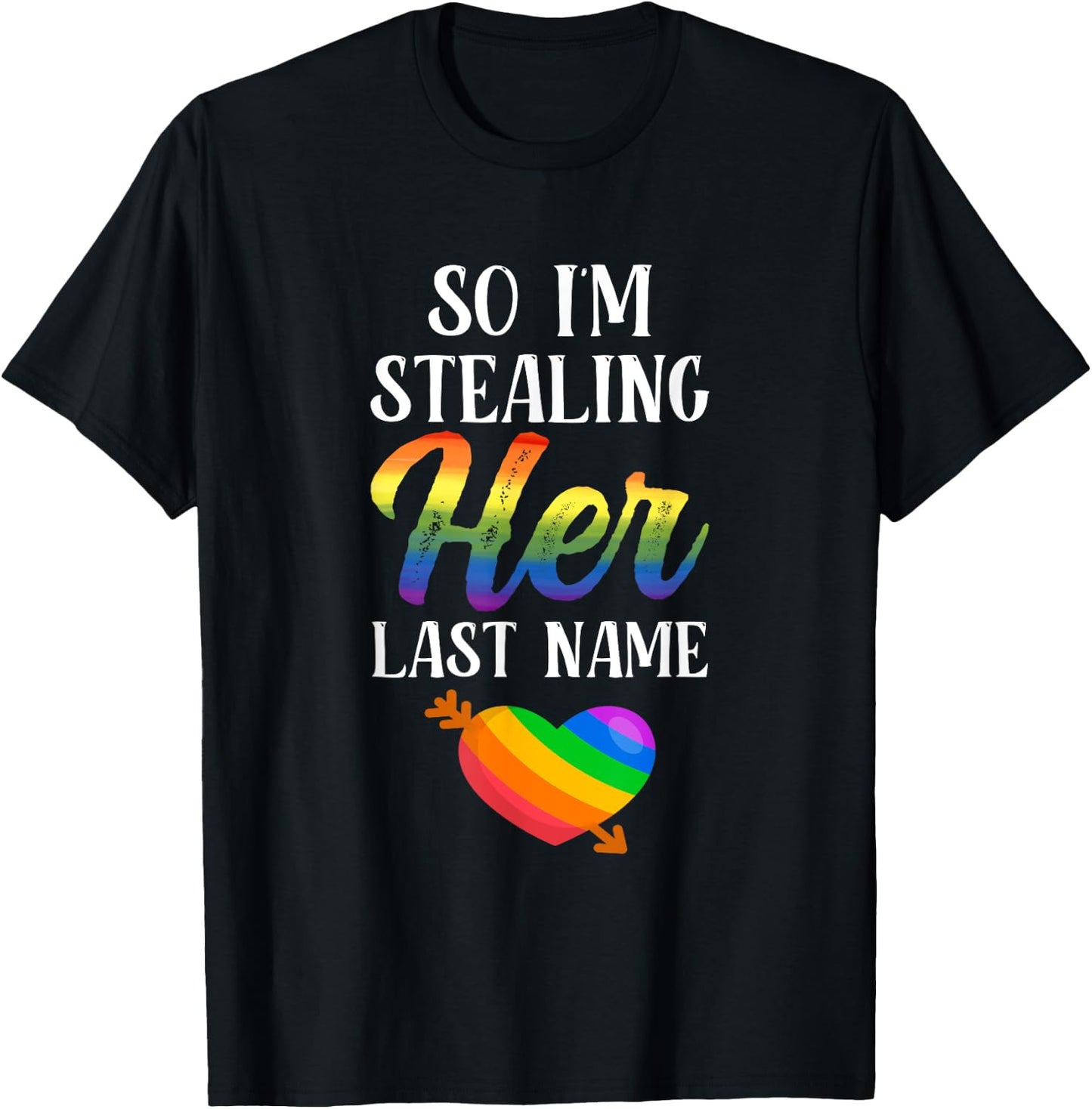 LGBTQ Pride Matching Couple Rainbow Bi Engagement Wedding T-Shirt - T-Shirt | Black