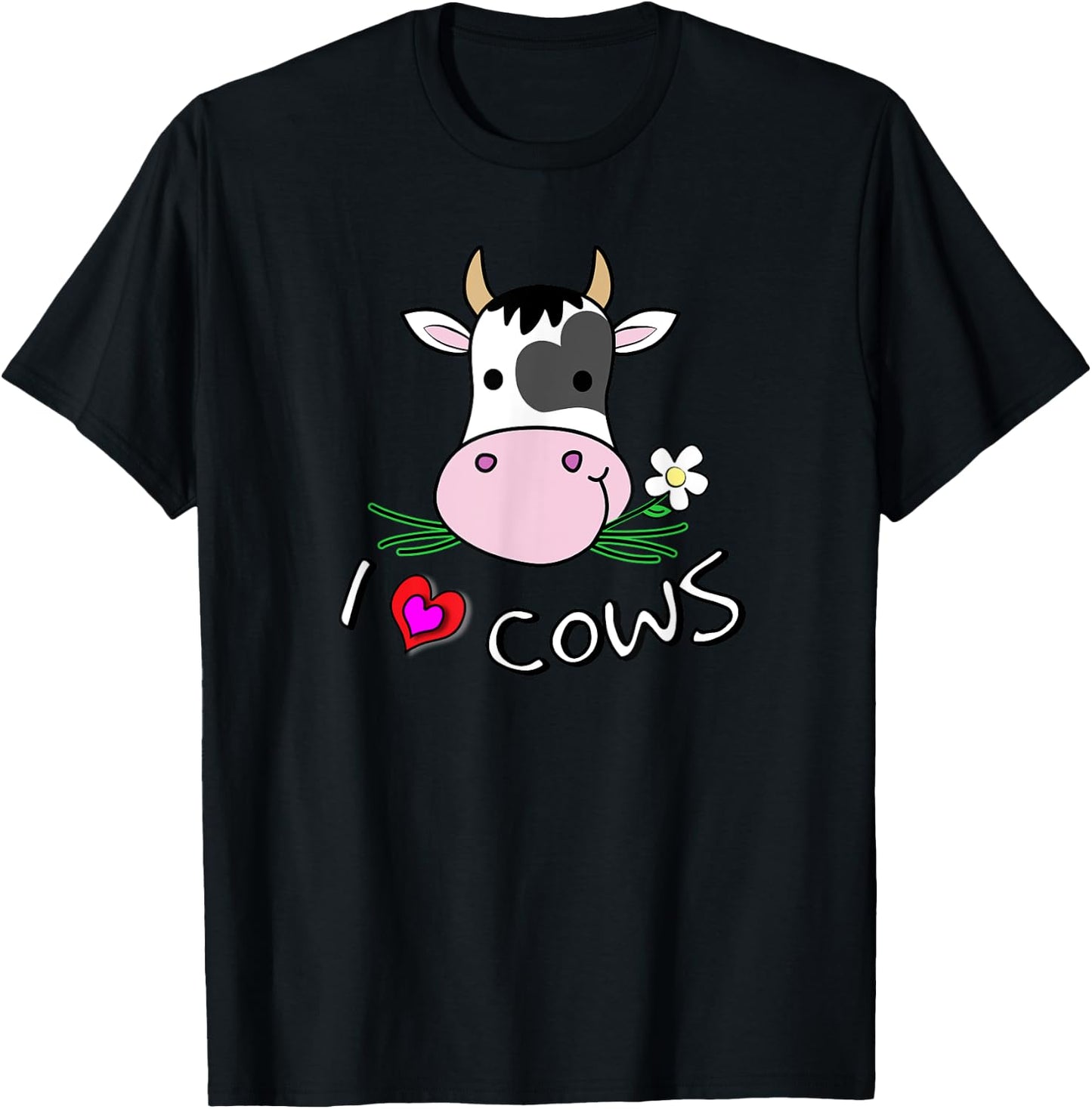 I Love Cows for Farm Animal and Cow Lovers T-Shirt - T-Shirt | Black