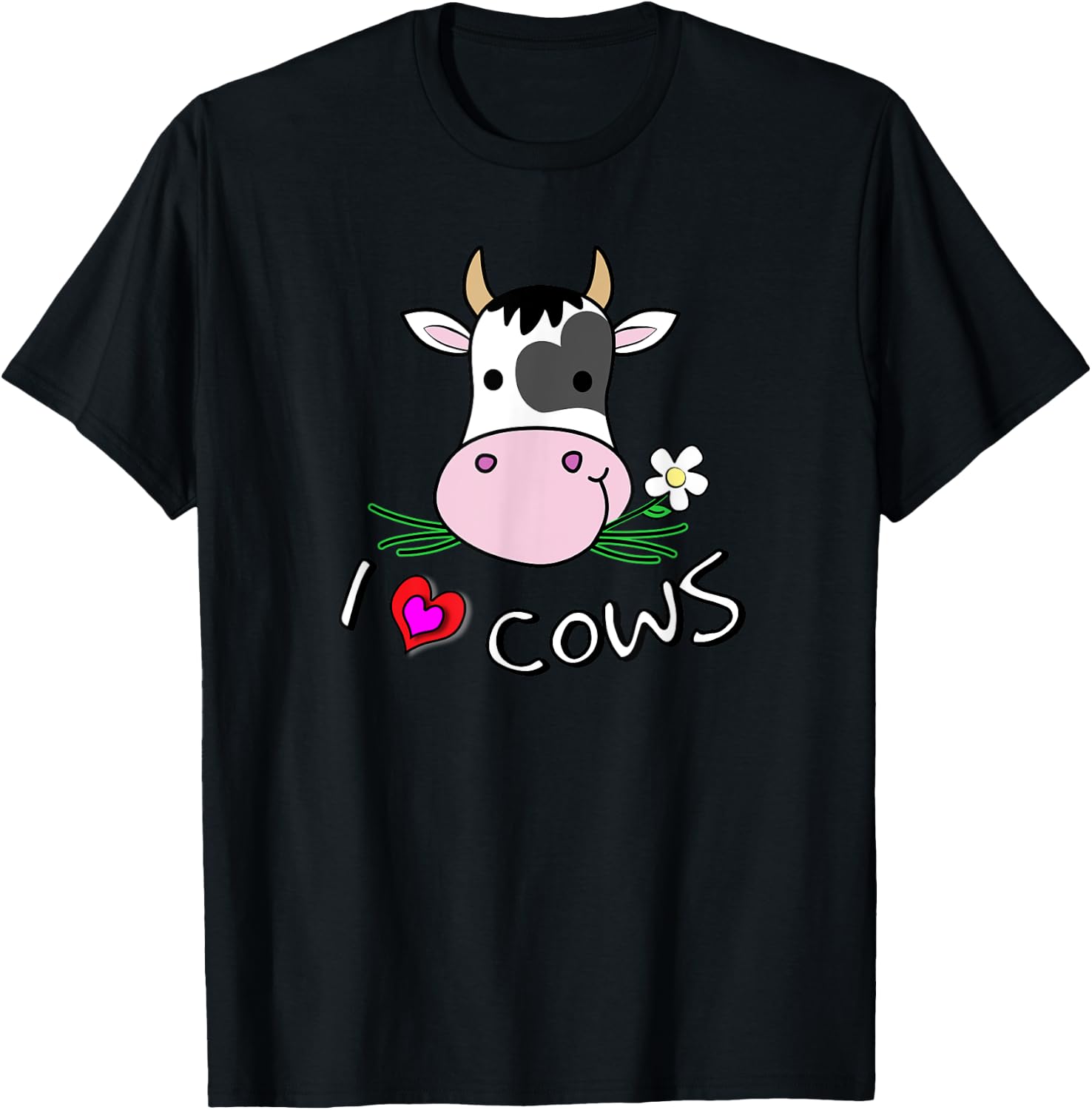 I Love Cows for Farm Animal and Cow Lovers T-Shirt - T-Shirt | Black