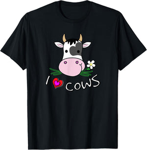 I Love Cows for Farm Animal and Cow Lovers T-Shirt - T-Shirt | Black