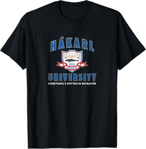 Hakarl University Iceland Nordic History Fermented Shark T-Shirt - T-Shirt | Black