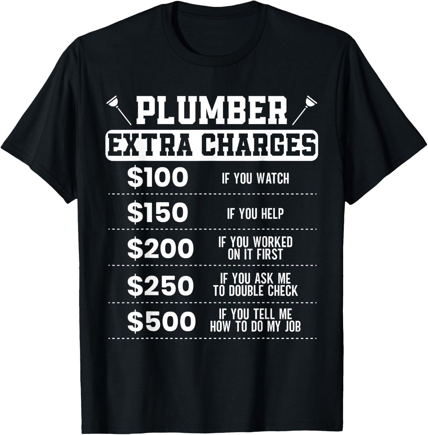 Plumber Extra Charges Plumbing Pipefitter Drain Surgeon Gift T-Shirt - T-Shirt | Black