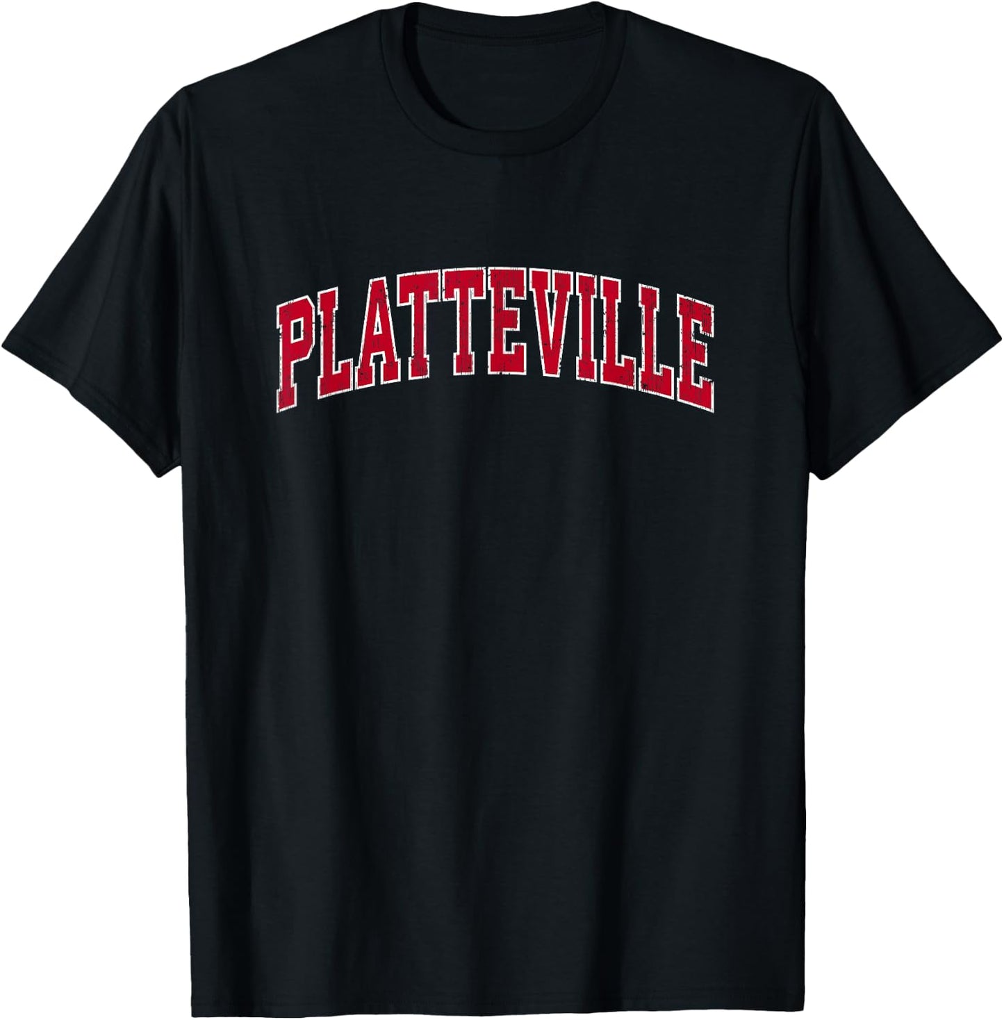 Platteville Wisconsin WI Vintage Sports Design Red Design T-Shirt - T-Shirt | Black