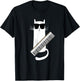 Cat Wearing Sunglasses Playing Keytar- Guitar Keyboard Shirt T-Shirt - T-Shirt | Black