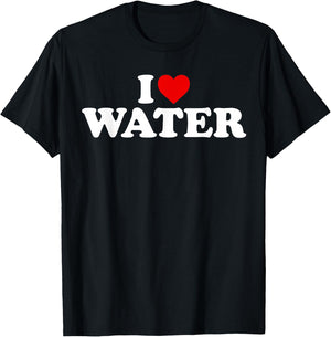I Love Water - Heart T-Shirt - T-Shirt | Black