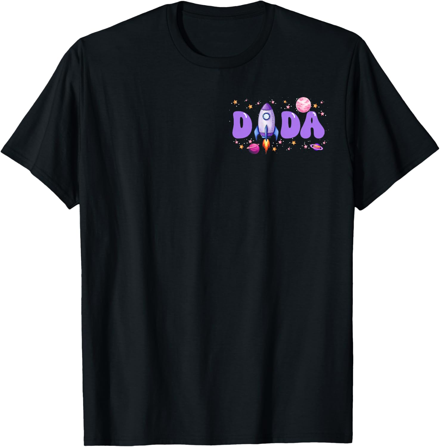 Two The Moon Dada of The Birthday Girl Astronaut Family T-Shirt - T-Shirt | Black