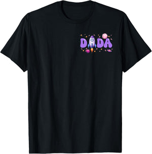 Two The Moon Dada of The Birthday Girl Astronaut Family T-Shirt - T-Shirt | Black