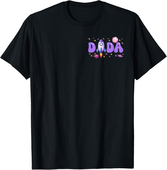 Two The Moon Dada of The Birthday Girl Astronaut Family T-Shirt - T-Shirt | Black