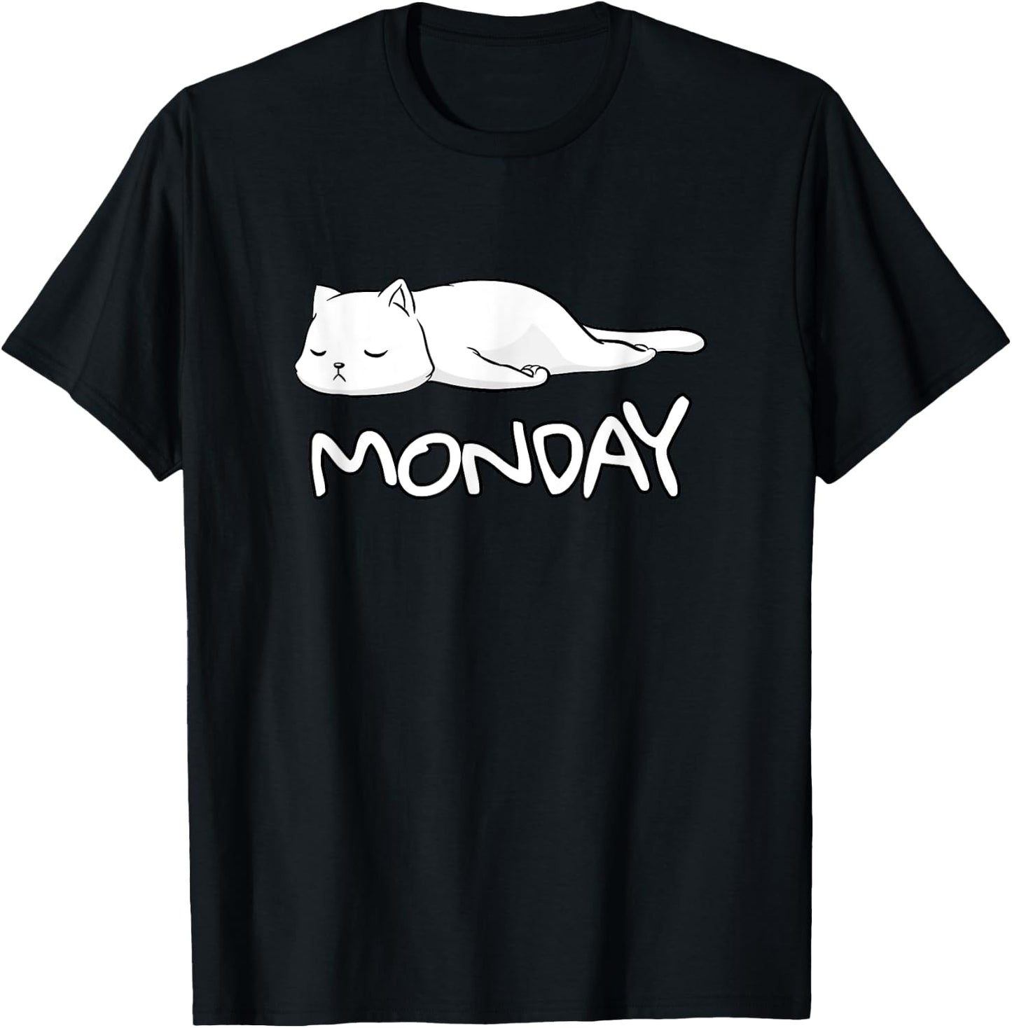 Funny Hate Monday Shirt Cat sleep Monday haters loafer Men Women Girls Kids T-Shirt - T-Shirt | Black