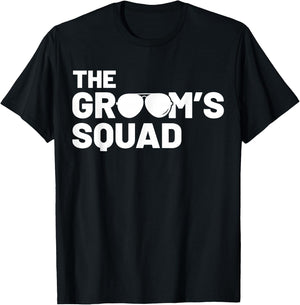 Groomsmen Groom Squat Men Bachelor Supplies Party Wedding T-Shirt - T-Shirt | Black