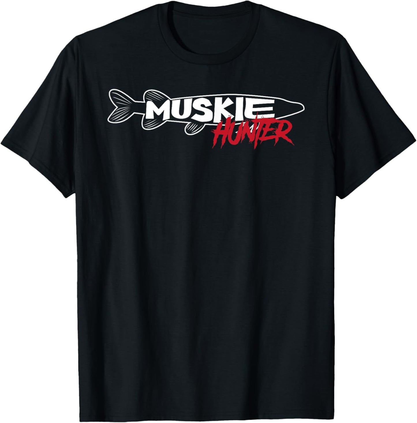Muskie Hunter | Cute Esox Musky Fishing Lovers Gift T-Shirt - T-Shirt | Black