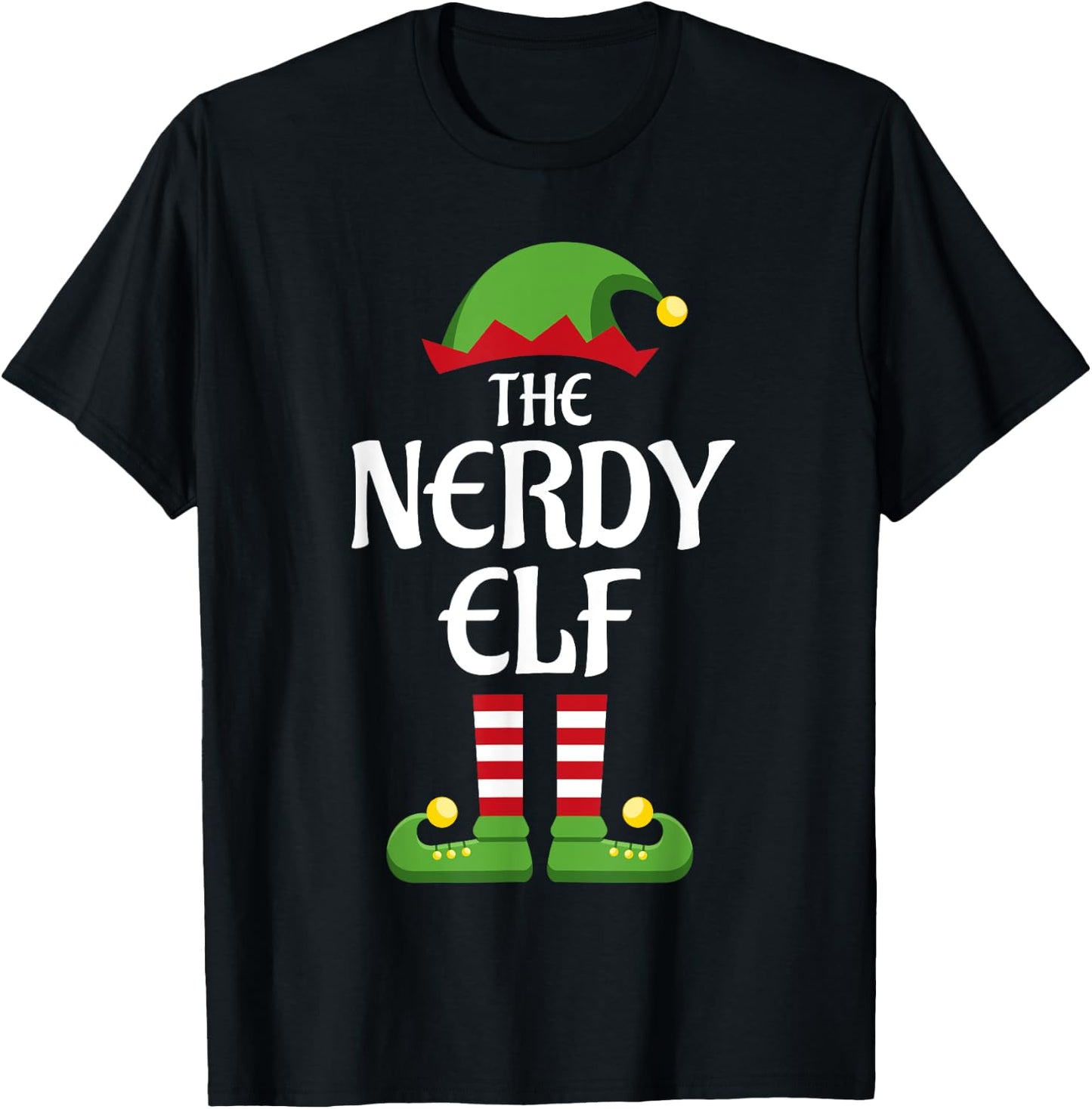 Nerdy Elf Family Matching Group Christmas T-Shirt - T-Shirt | Black