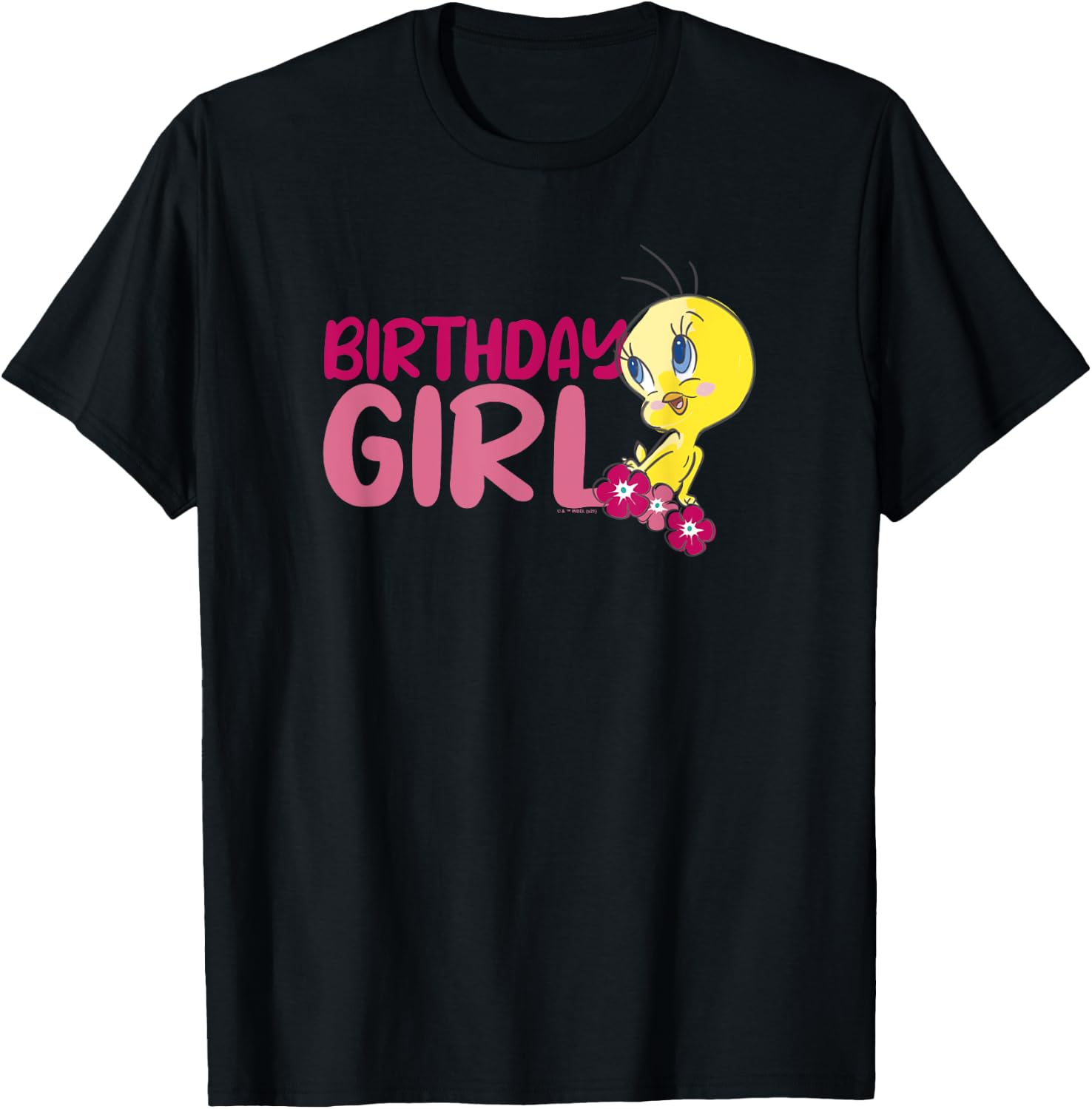Looney Tunes Tweety Floral Birthday Girl T-Shirt - T-Shirt | Black