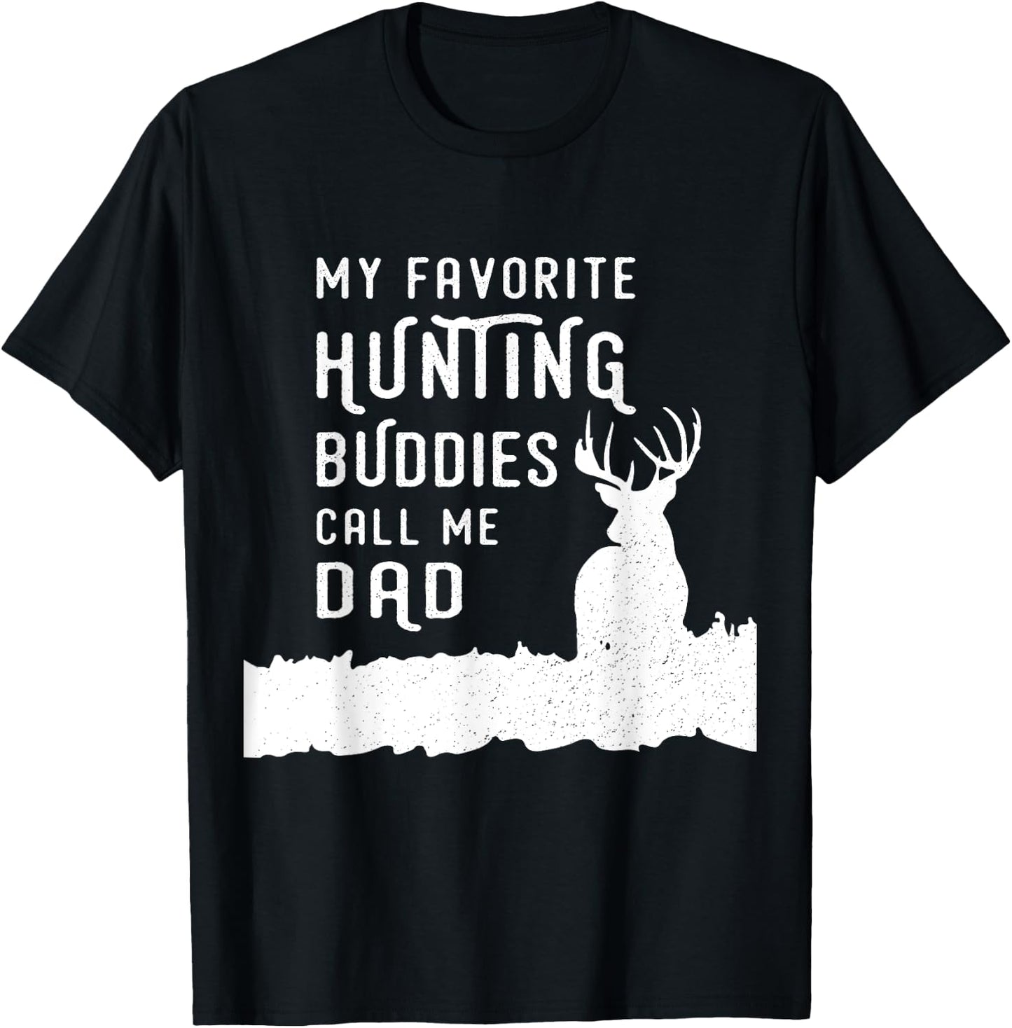 Hunter Dad Hunts Deer With Kids Sons Daughter Gift From Kids T-Shirt - T-Shirt | Black