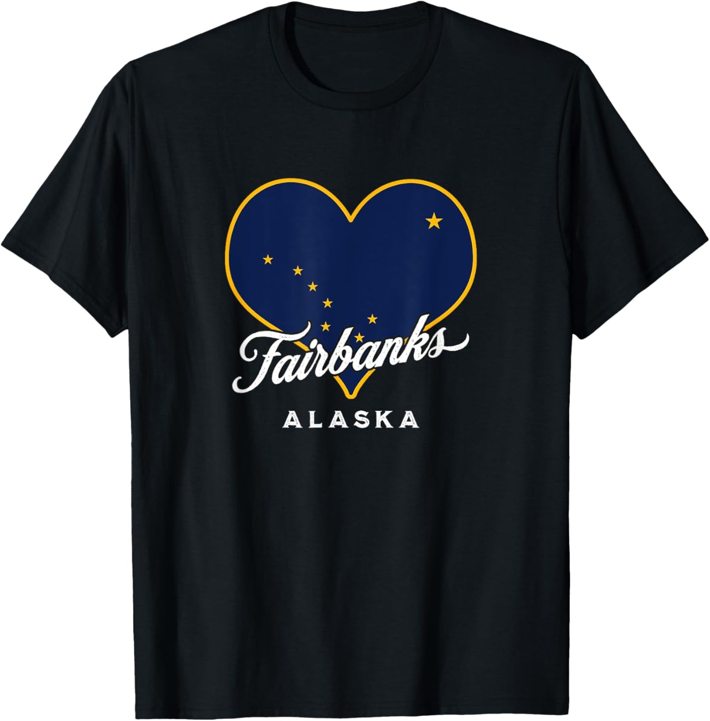 Fairbanks Alaska USA State Flag in Heart Big Dipper Souvenir T-Shirt - T-Shirt | Black