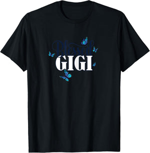 Blessed Gigi - Grandma Blue Butterfly / Butterflies Gift T-Shirt - T-Shirt | Black