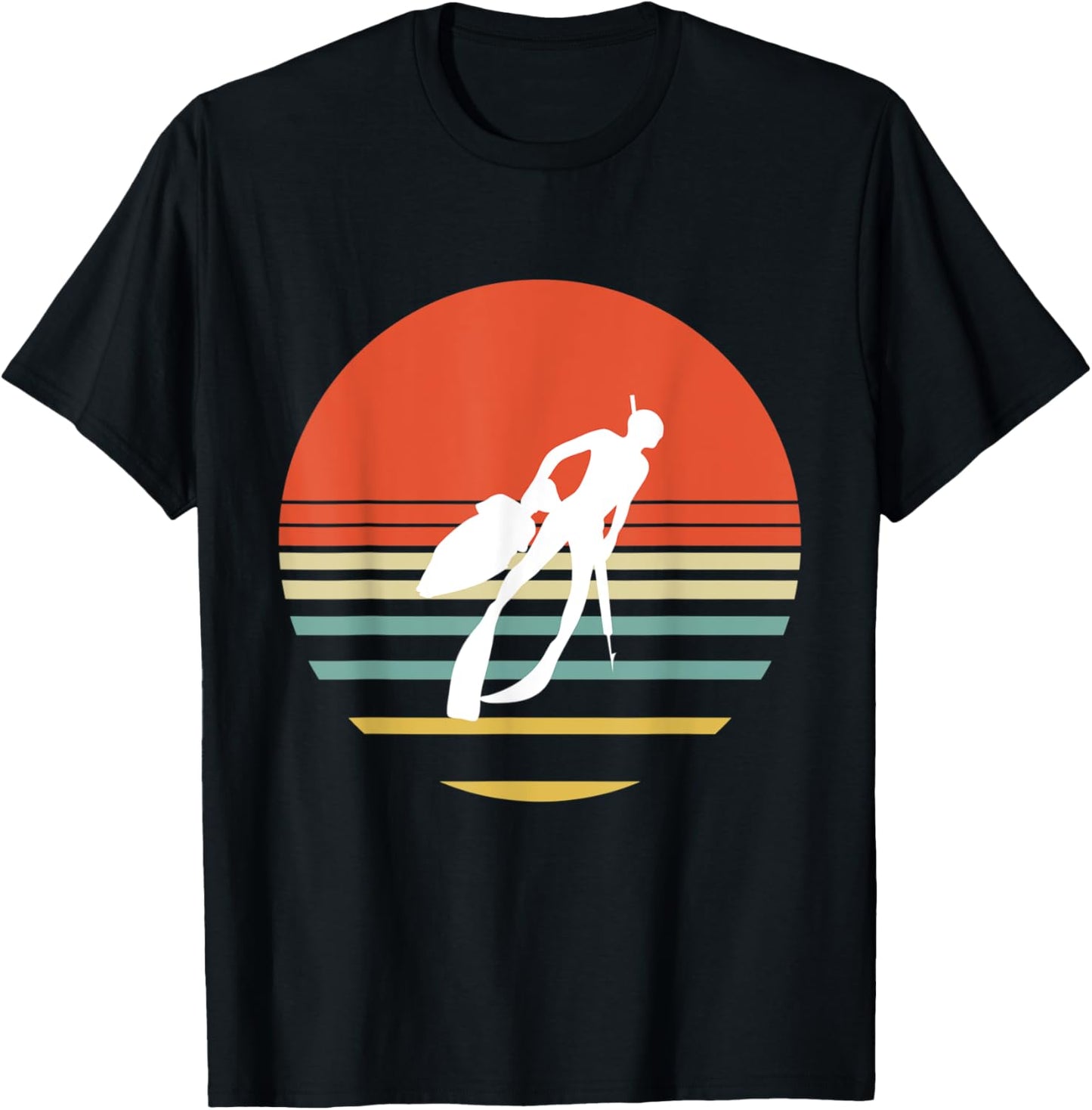 Retro Spearfishing Spearfisher Diving Fishing Scuba Diver T-Shirt - T-Shirt | Black