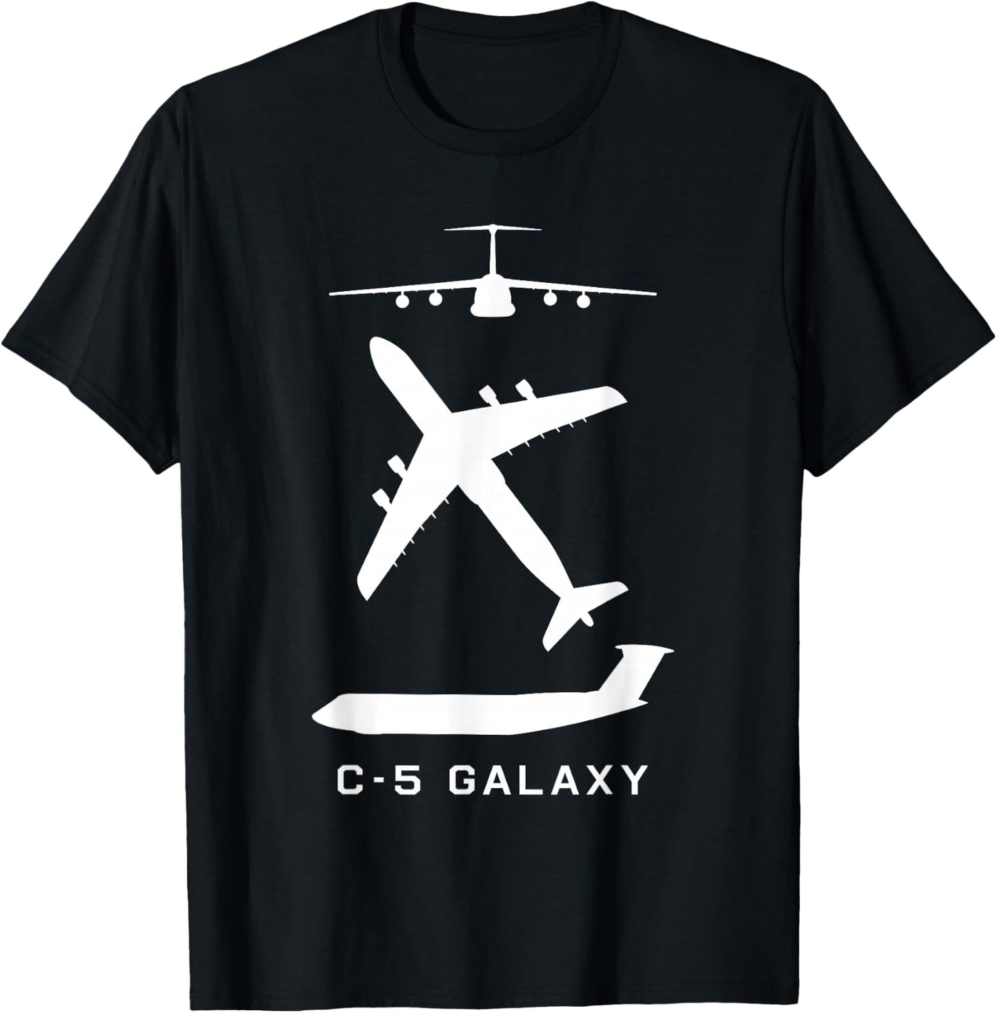 C-5 Galaxy Military Transport Plane Silhouettes T-Shirt - T-Shirt | Black