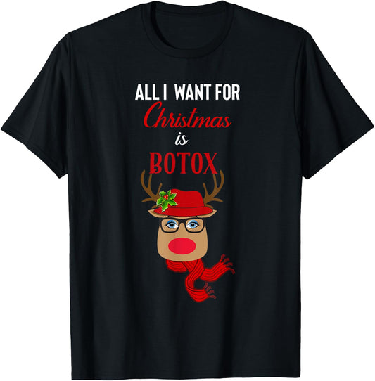 Funny Rudolph Botox Christmas T-Shirt - T-Shirt | Black