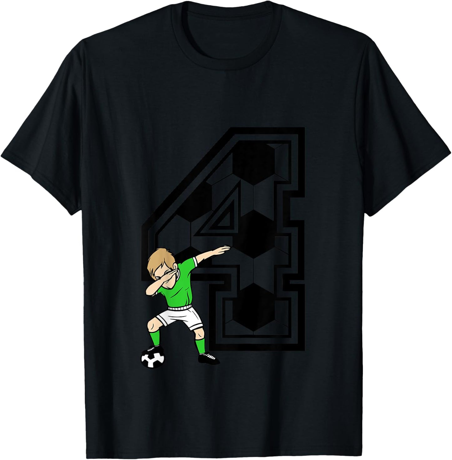 Kids 4 Year Old Boy Soccer Player 4th Birthday Kids T-Shirt - T-Shirt | Black