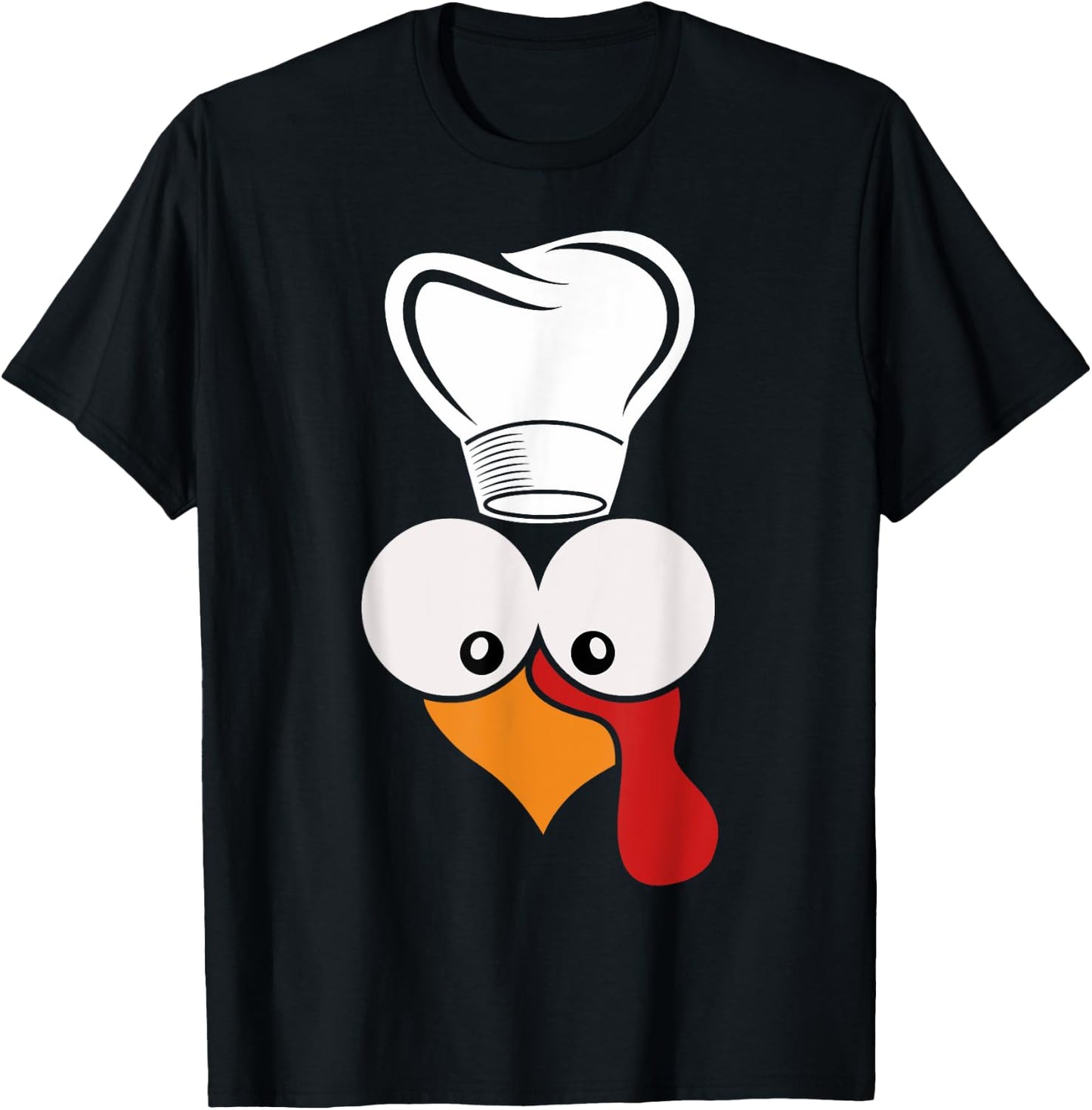 Funny Turkey Face With Chef Hat Thanksgiving Day Matching T-Shirt - T-Shirt | Black