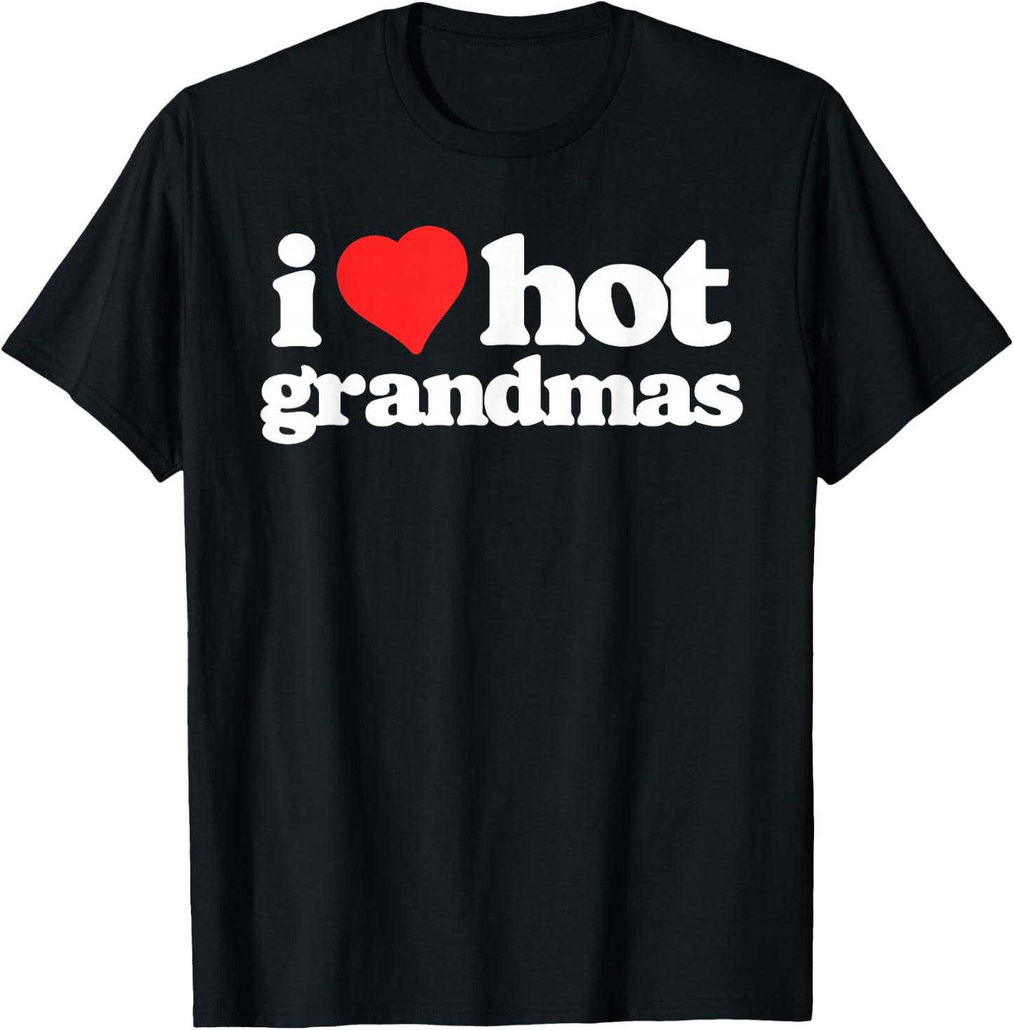 I Love Hot Grandmas Funny 80s Vintage Minimalist Heart T-Shirt - T-Shirt | Black