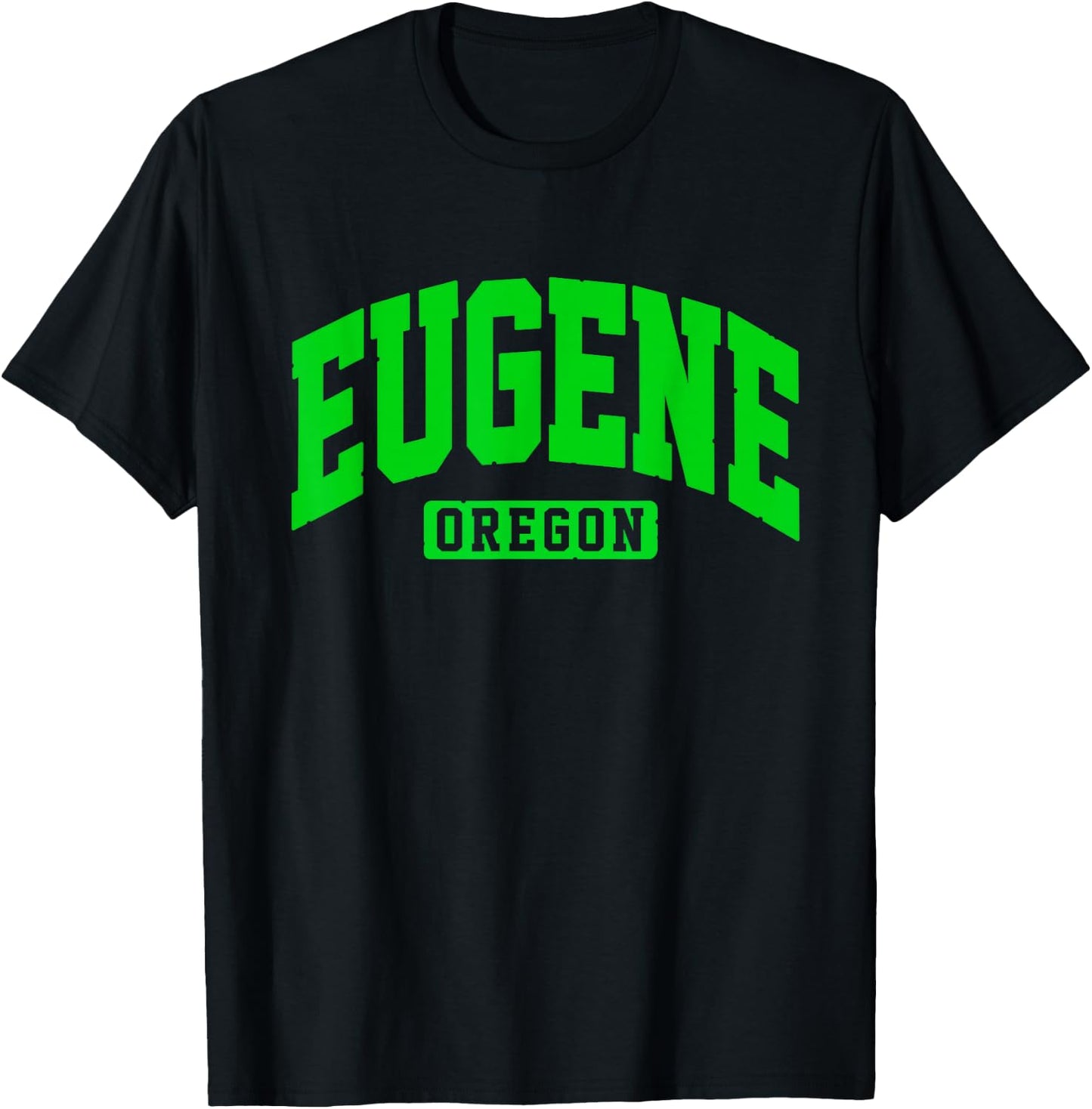 Eugene Oregon Green Block Athletic College Sports Team Style T-Shirt - T-Shirt | Black