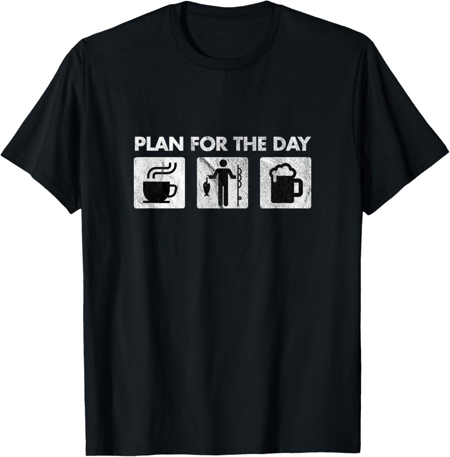 Plan For The Day Coffee Fishing Beer Fishing Lover Gift T-Shirt - T-Shirt | Black