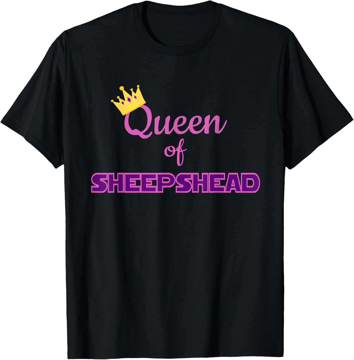 inspired card game Queen of sheepshead fun cards T-Shirt - T-Shirt | Black