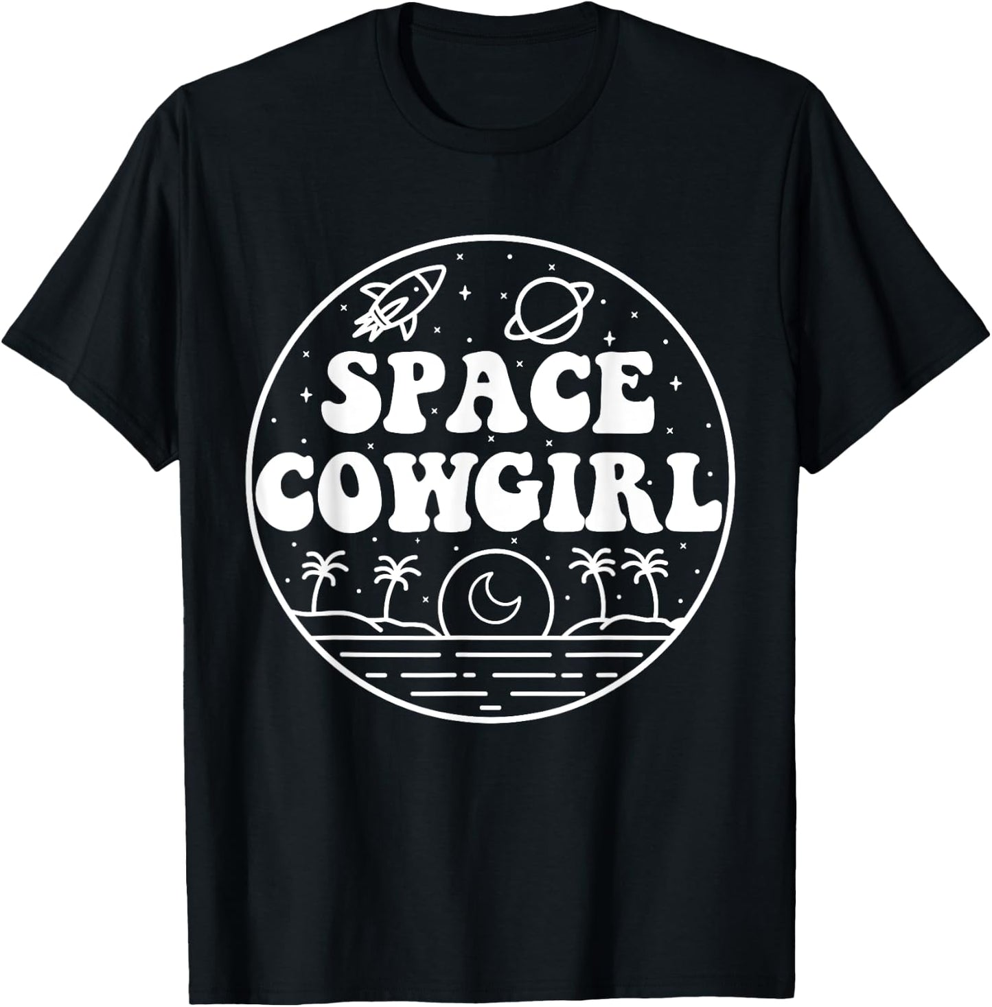 Space Cowgirls Bachelorette Party Rodeo Western Aesthetic T-Shirt - T-Shirt | Black