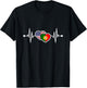 USA Heart Portugal Heartbeat Flag T-Shirt - T-Shirt | Black