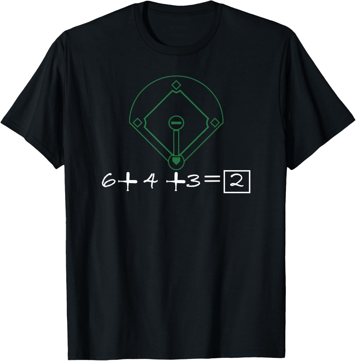 6 4 3 Double Play Funny Baseball Fan Math T-Shirt - T-Shirt | Black