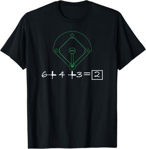 6 4 3 Double Play Funny Baseball Fan Math T-Shirt - T-Shirt | Black
