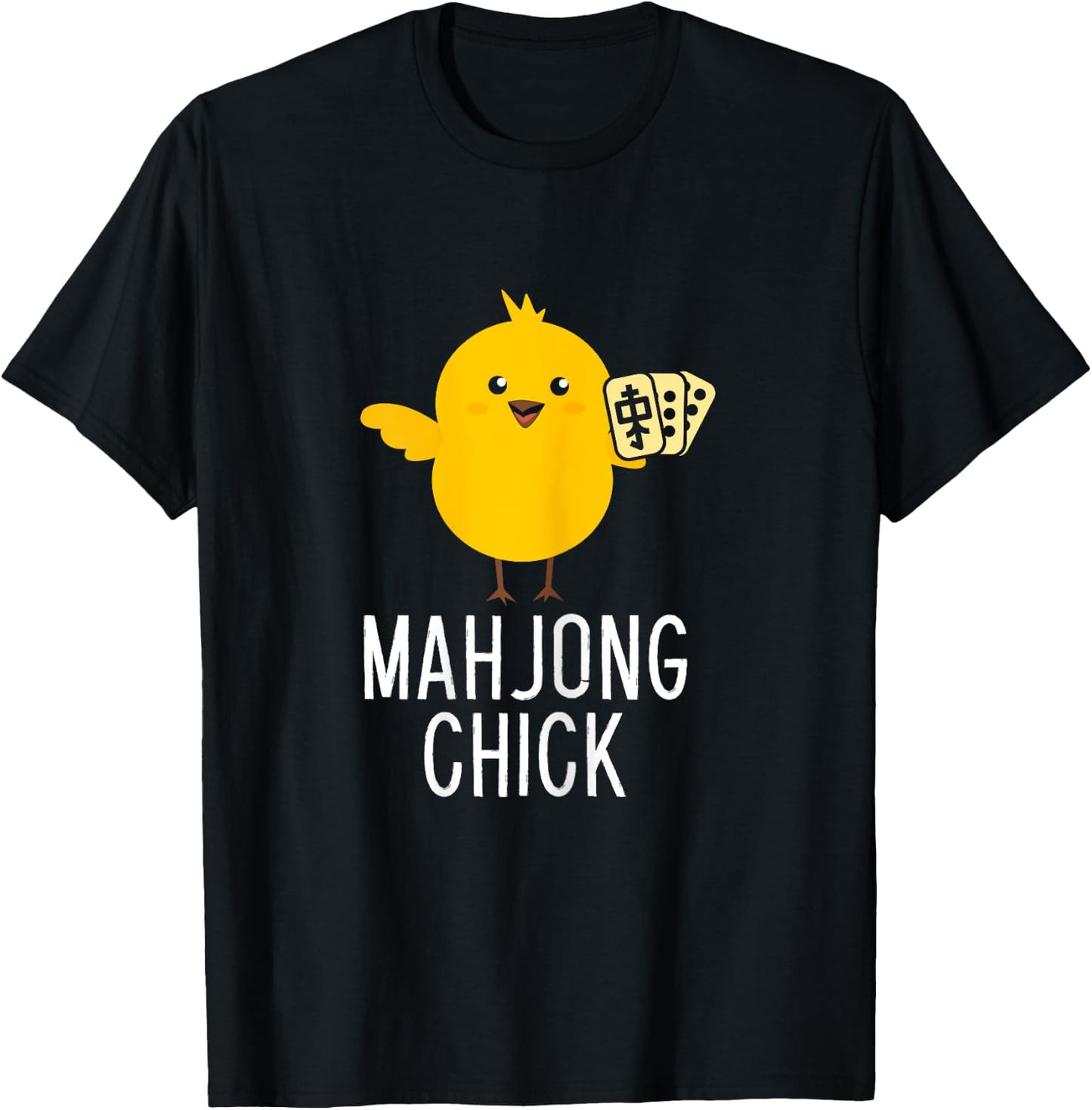 Mahjong Chick Player Board Game Mah-Jongg China Solitaire T-Shirt - T-Shirt | Black