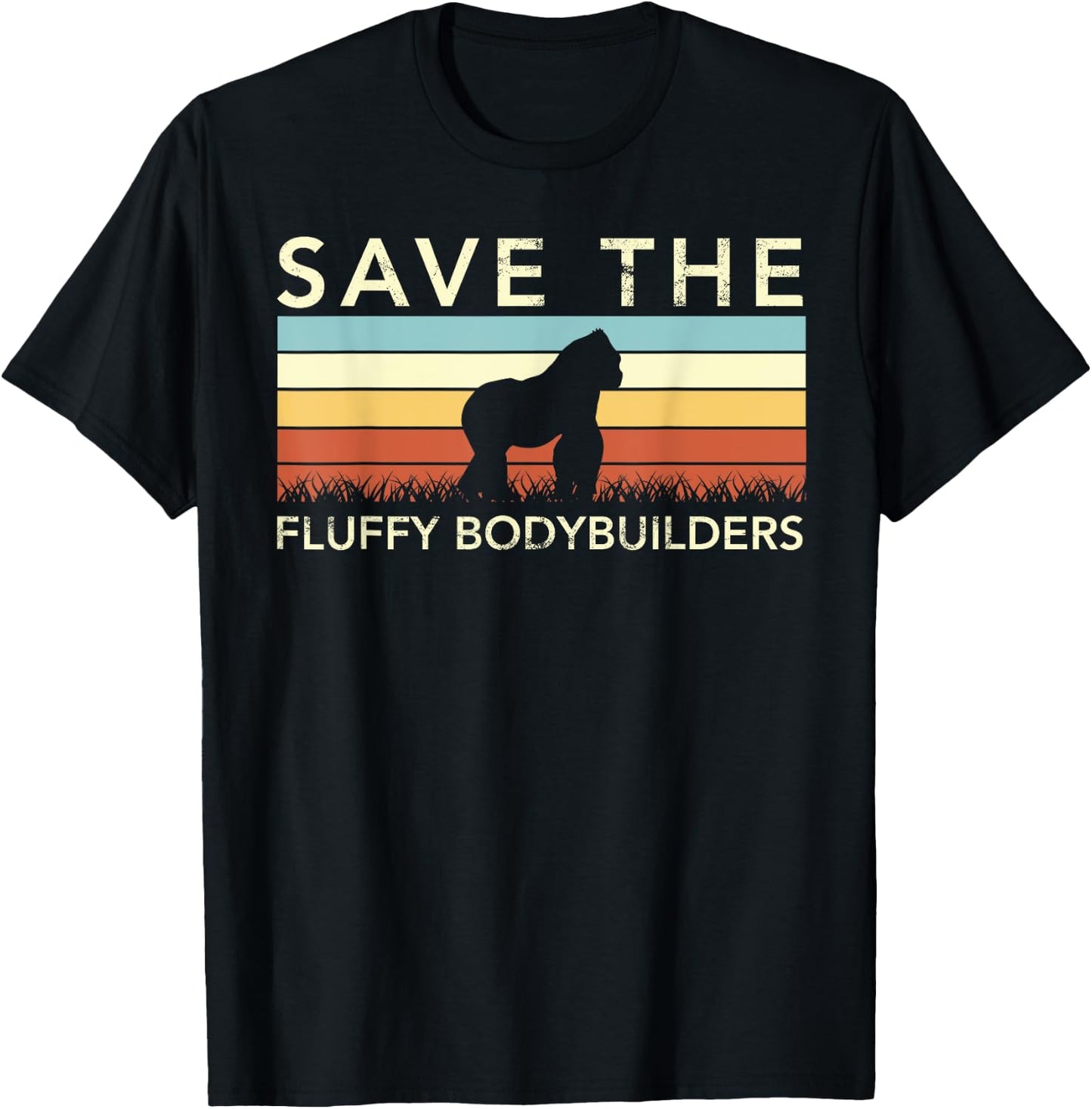 Retro Save The Gorillas Silverback T-Shirt - T-Shirt | Black