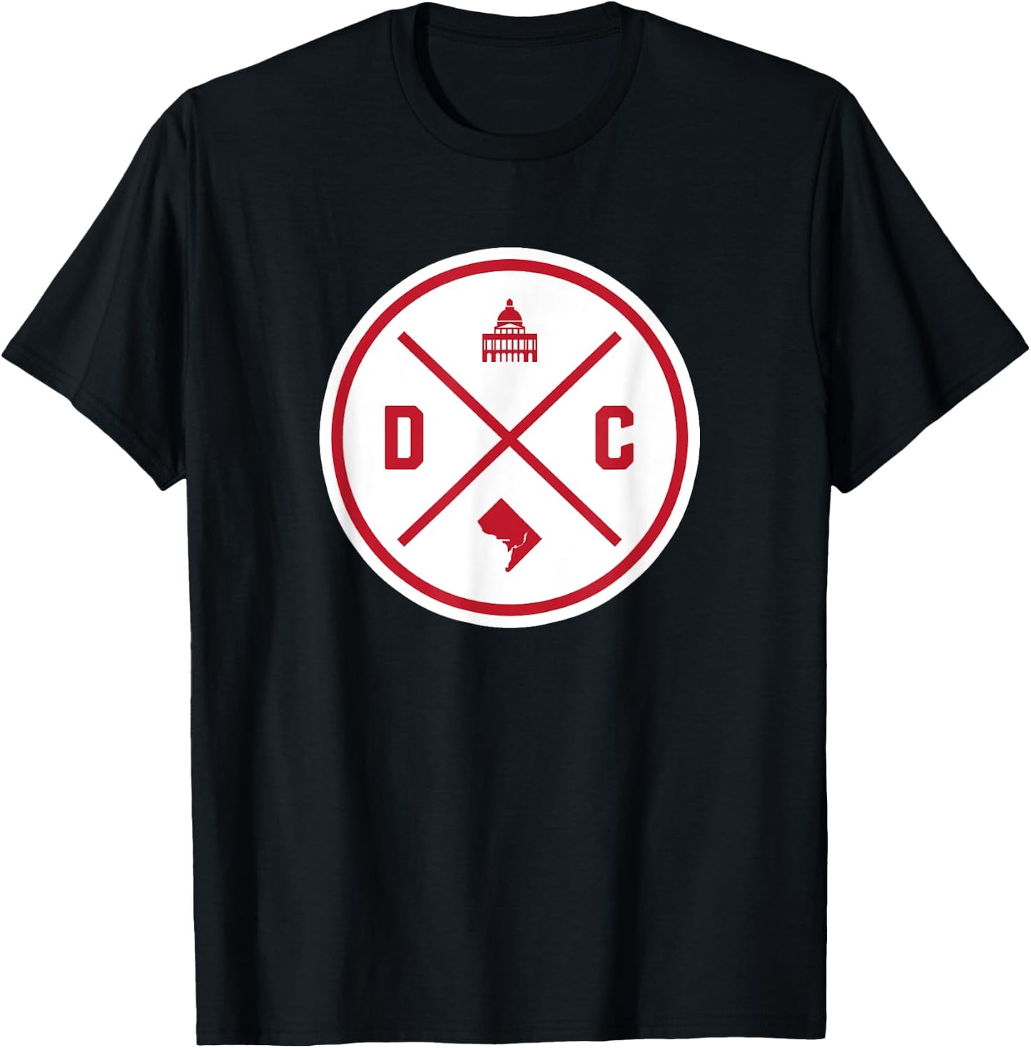 Classic Washington DC Circle Patch Red Design T-Shirt - T-Shirt | Black
